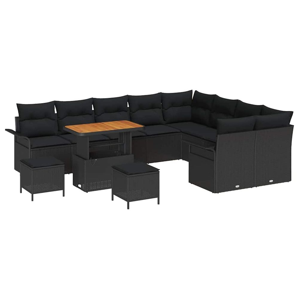 Ensemble de canapé de jardin 12 pc noir polyrotin