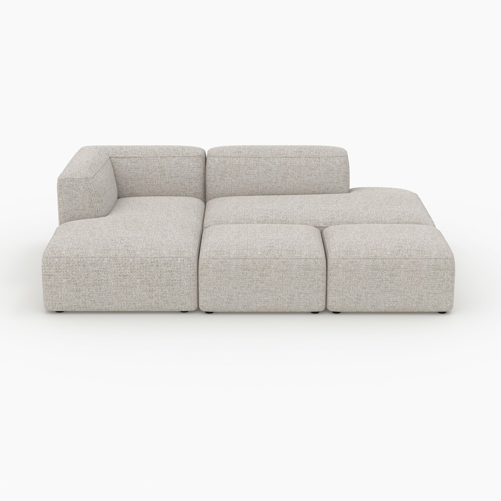 Hestia-canapé d'angle gauche modulable, tissu beige 4 places, 2 poufs