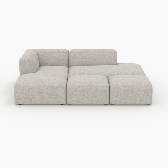 Hestia-canapé d'angle gauche modulable, tissu beige 4 places, 2 poufs