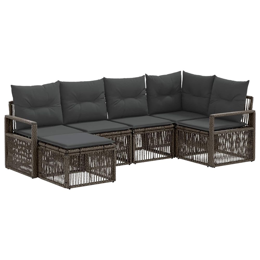 Ensemble de canapé de jardin 6 pc gris polyrotin