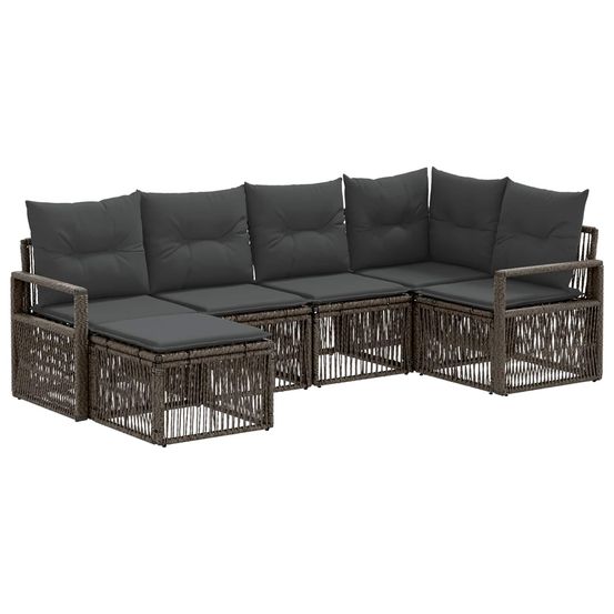 Ensemble de canapé de jardin 6 pc gris polyrotin