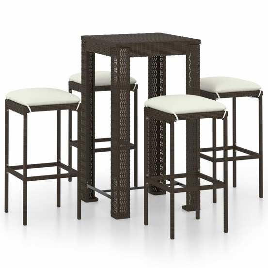 Ensemble de bar de jardin 5 pcs coussins résine tressée marron