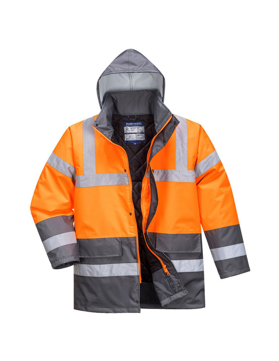 Parka hv bicolore couleur : orange/gris taille xxl - portwest
