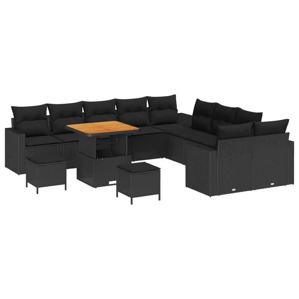 Ensemble de canapé de jardin 13 pc noir polyrotin