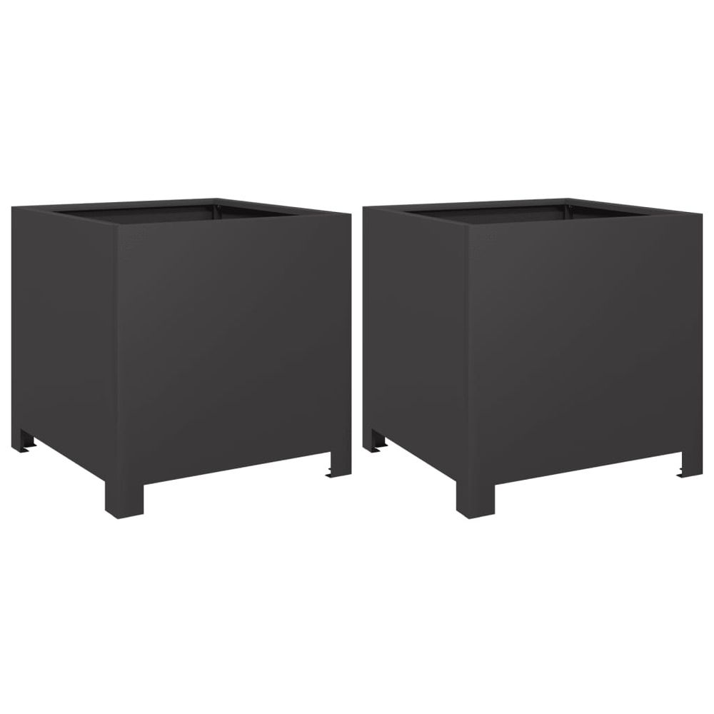 Jardinières 2 pcs noir 40x40x40 cm acier