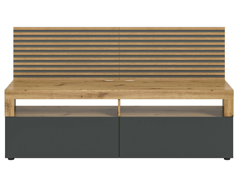 Brentford - meuble tv - effet bois et gris - 2 portes - 160 cm