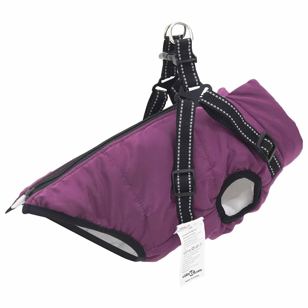 Manteau pour chien avec harnais violet 2xl fleece et polyester