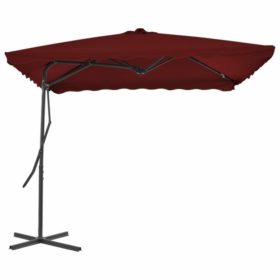 Parasol de jardin et mât en acier rouge bordeaux 250x250x230 cm