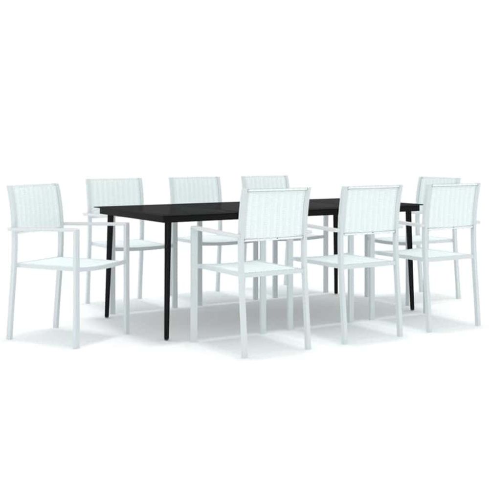 Ensemble à manger de jardin 9 pcs blanc
