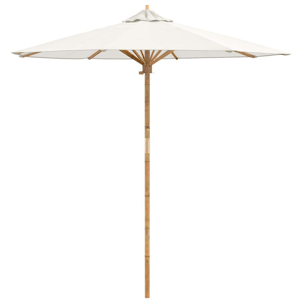 Parasol de jardin rond ø 217 x 230 cm bambou crème blanc