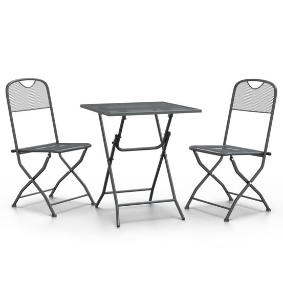 Ensemble à manger de jardin 3 pcs maille métal anthracite