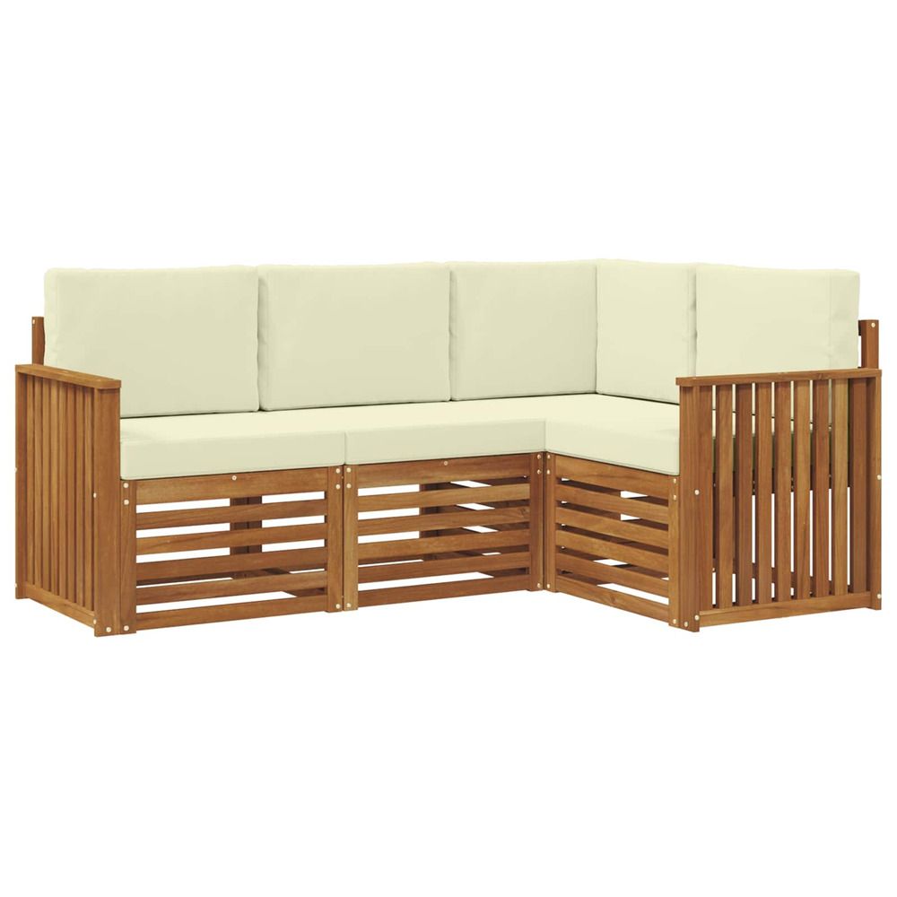 Ensemble de canapés d'extérieur 4 pc naturel et crème polyester