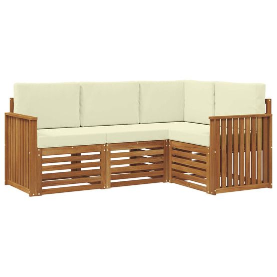 Ensemble de canapés d'extérieur 4 pc naturel et crème polyester