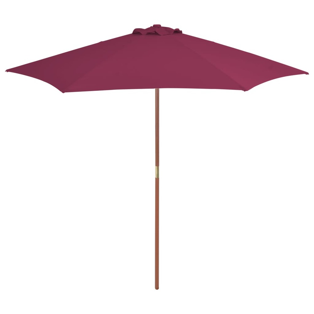Parasol avec mât en bois 270 cm bordeaux