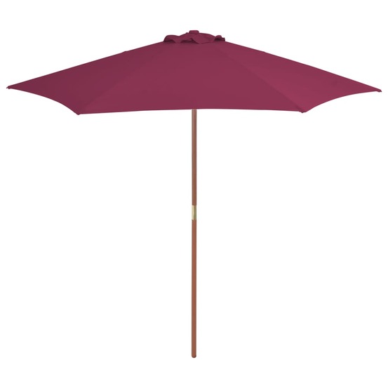 Parasol avec mât en bois 270 cm bordeaux
