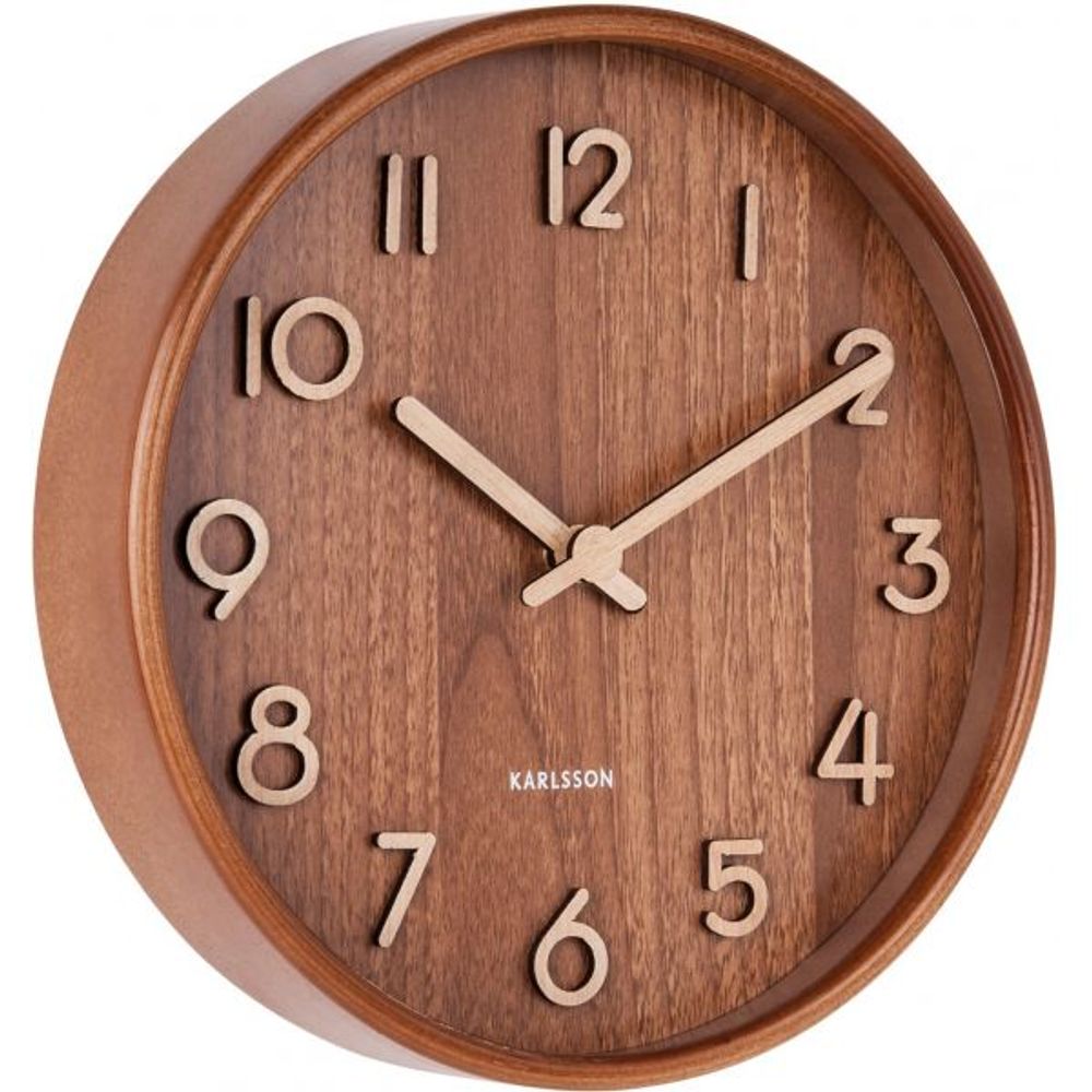 Horloge en bois pure 22 cm bois foncé