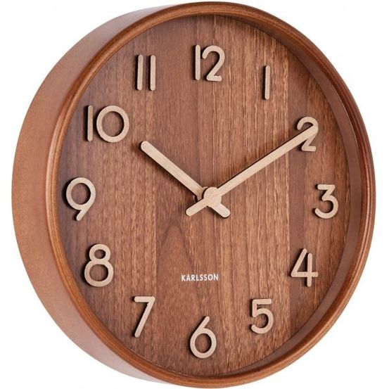 Horloge en bois pure 22 cm bois foncé