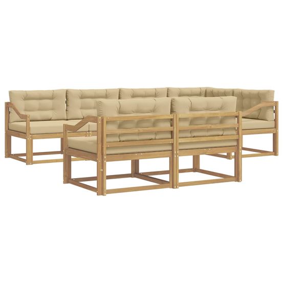 Ensemble de canapés d'extérieur 6 pc blanc et beige polyester