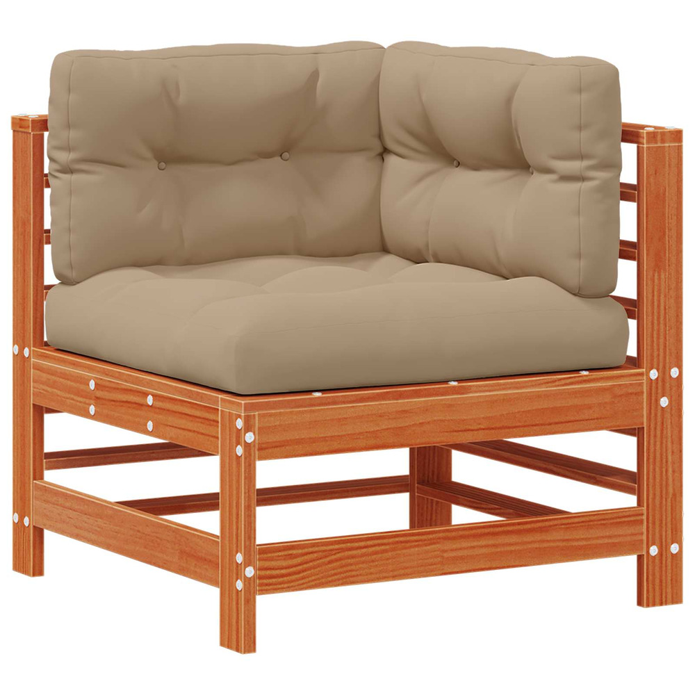 Canapé d'angle de jardin pin massif brun ciré