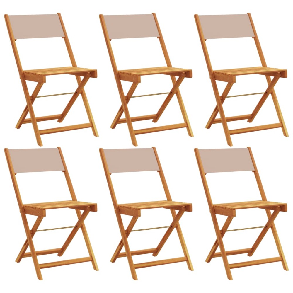Chaises de jardin pliantes lot de 6 taupe tissu et bois massif