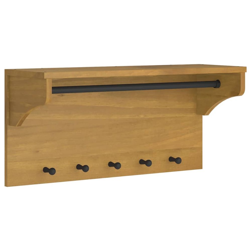 Porte-manteau mural sandnes 87x30x42 cm bois massif pin