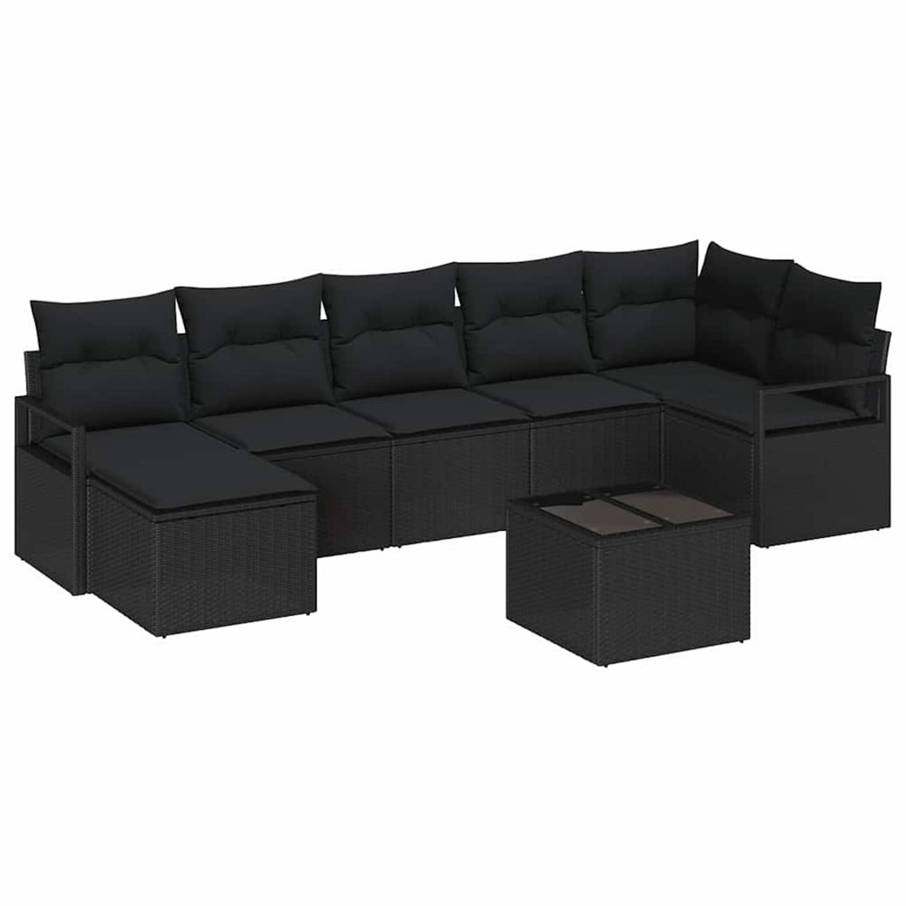 Ensemble de canapés 8 pc noir polyrotin