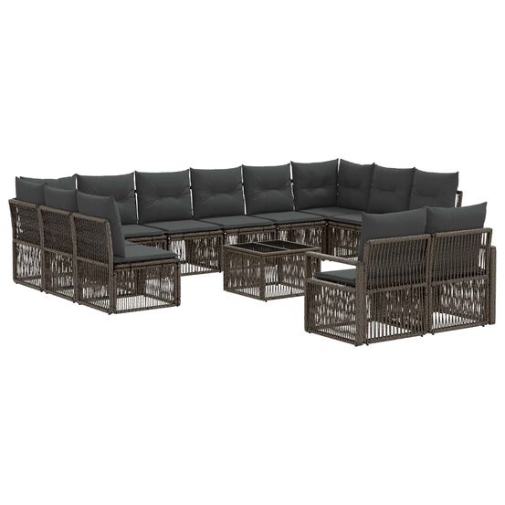 Ensemble de canapé de jardin 13 pc gris polyrotin