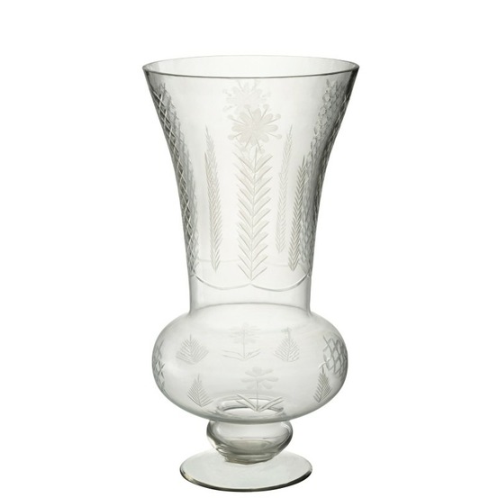 Vase sur pied en verre transparent 26x26x51 cm