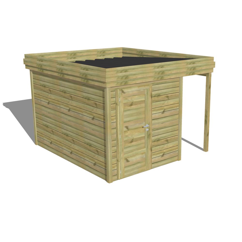 Abri de jardin bois pin traité autoclave 27mm - 3,14x3,44m / 11m2 - bac acier - abri français