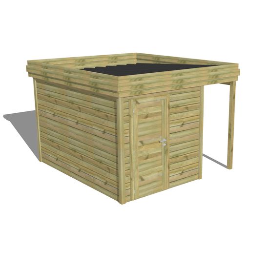 Abri de jardin bois pin traité autoclave 27mm - 3,14x3,44m / 11m2 - bac acier - abri français