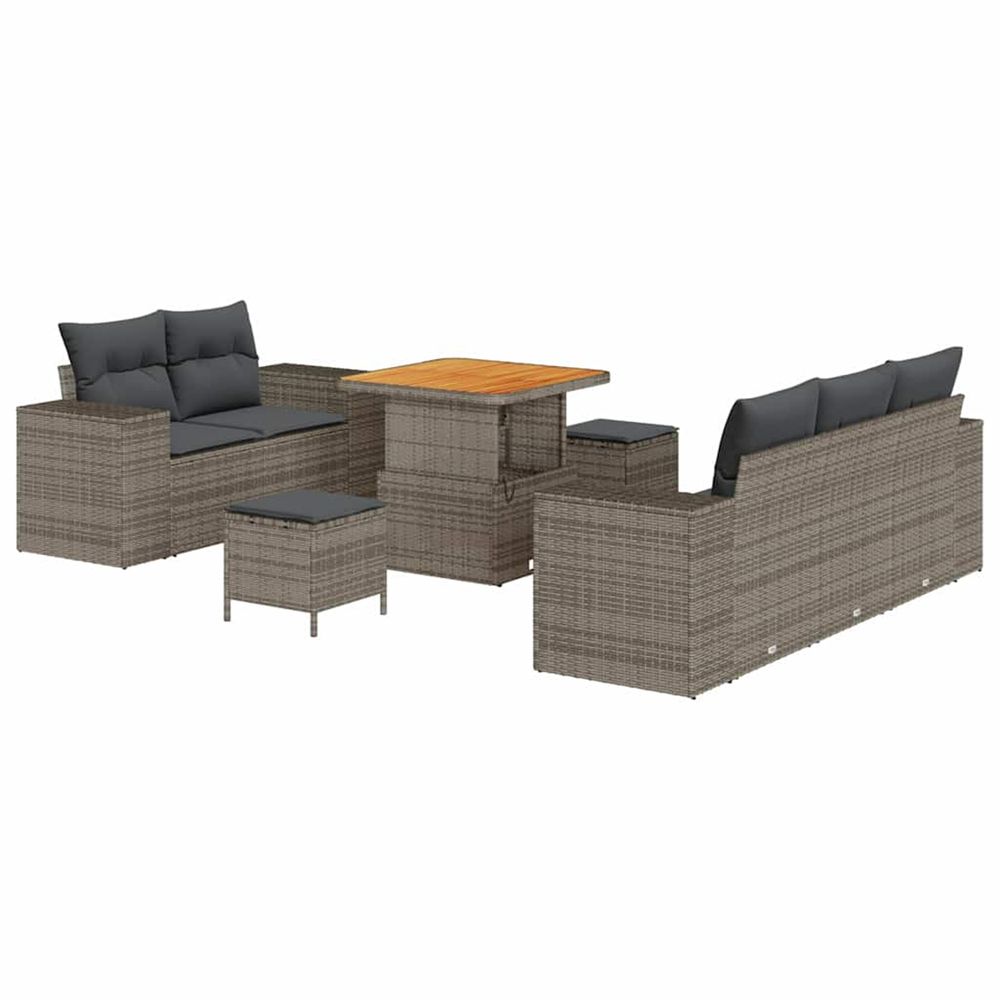 Ensemble de canapé de jardin 8 pc gris polyrotin