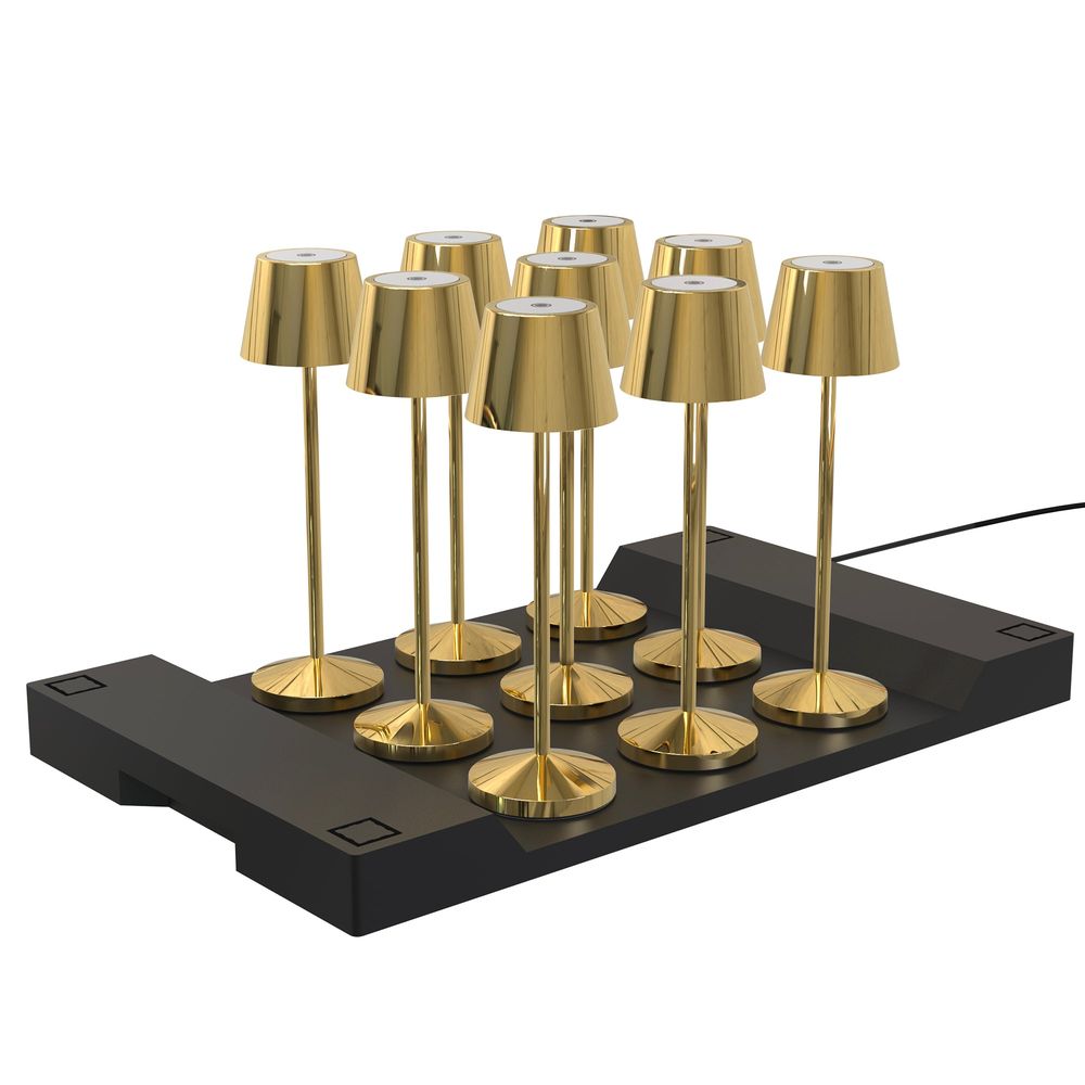 9 lampes de table emily doré + base de chargement