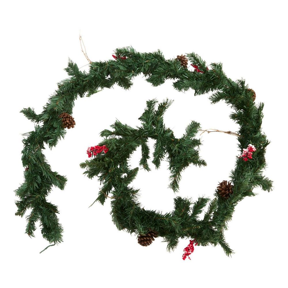Guirlande de noël naturelle baies rouges 270 cm