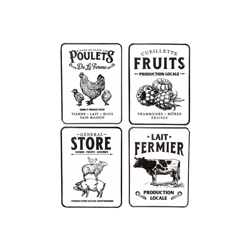 Plaque décorative en métal ferme 41x31 cm (lot de 4)