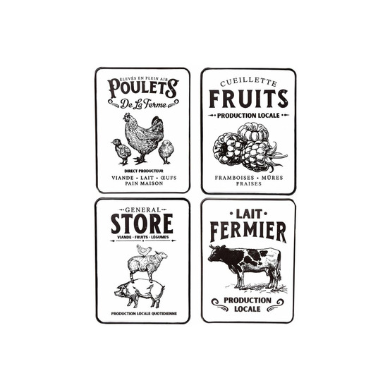 Plaque décorative en métal ferme 41x31 cm (lot de 4)