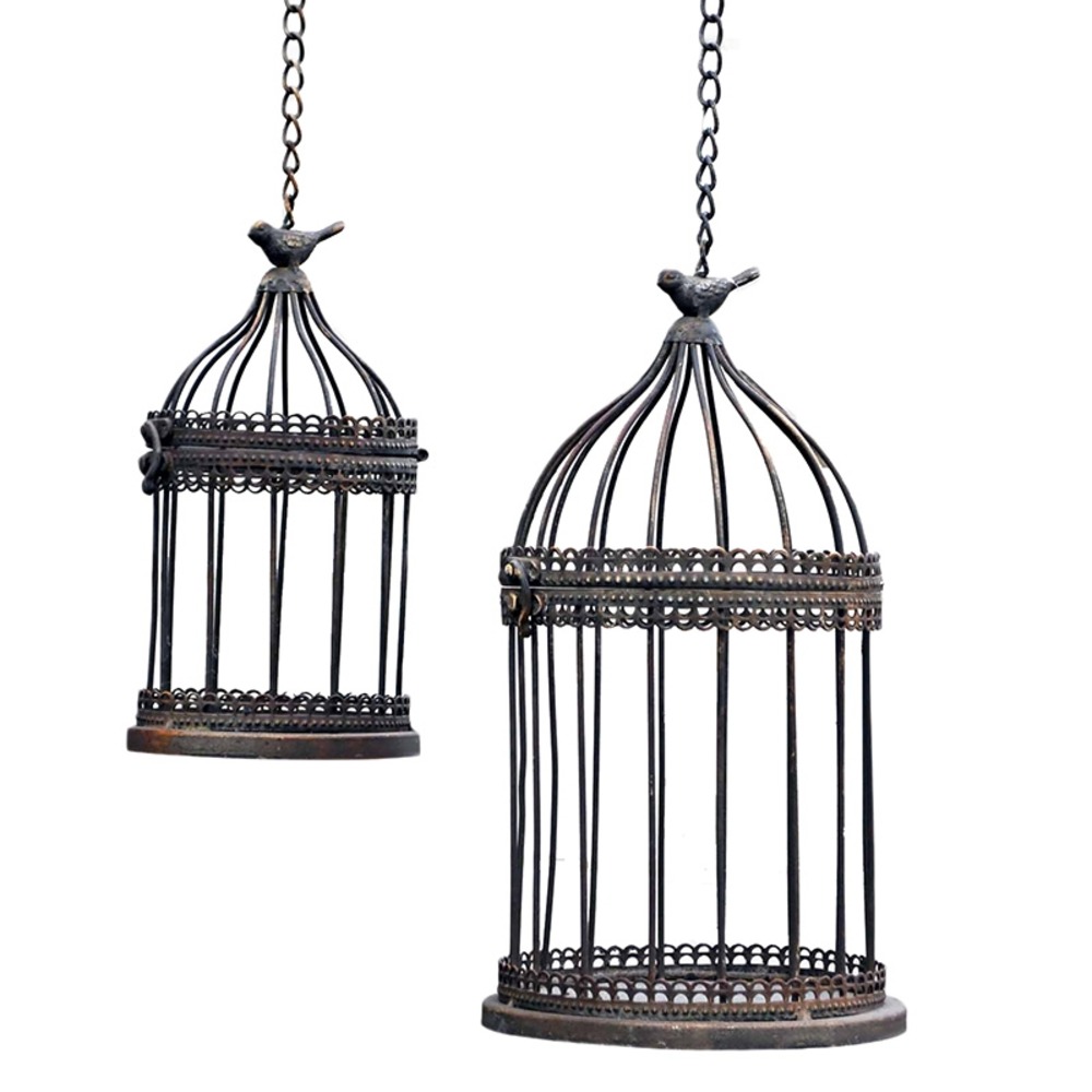 Ensemble 2 cages plantes fer à suspendre 34x18cm