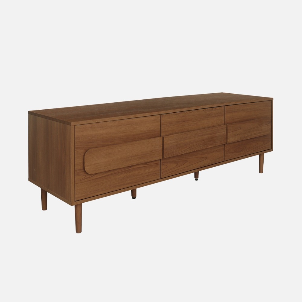 Meuble tv vintage décor bois 3 portes 150cm - juliana