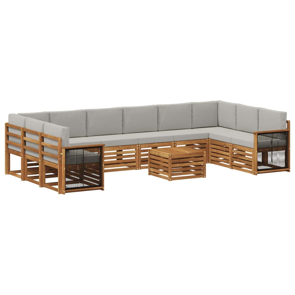 Ensemble de canapés d'extérieur 8 pc naturel et gris clair