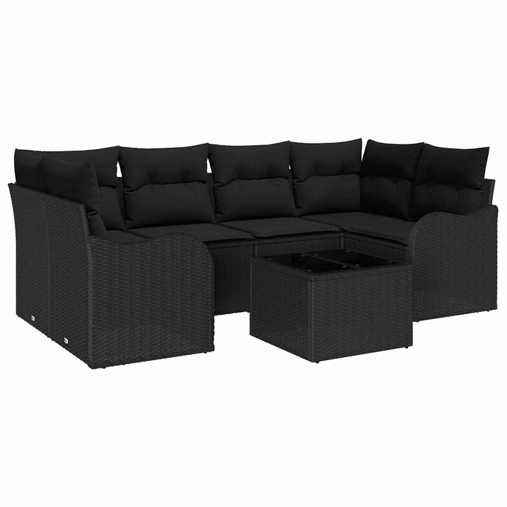 Ensemble de canapé de jardin noir 55 x 55 x 37 cm polyrotin