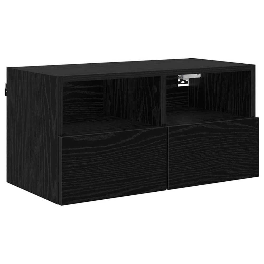 Meuble tv mural chêne noir 60 x 30 x 30 cm bois d'ingénierie