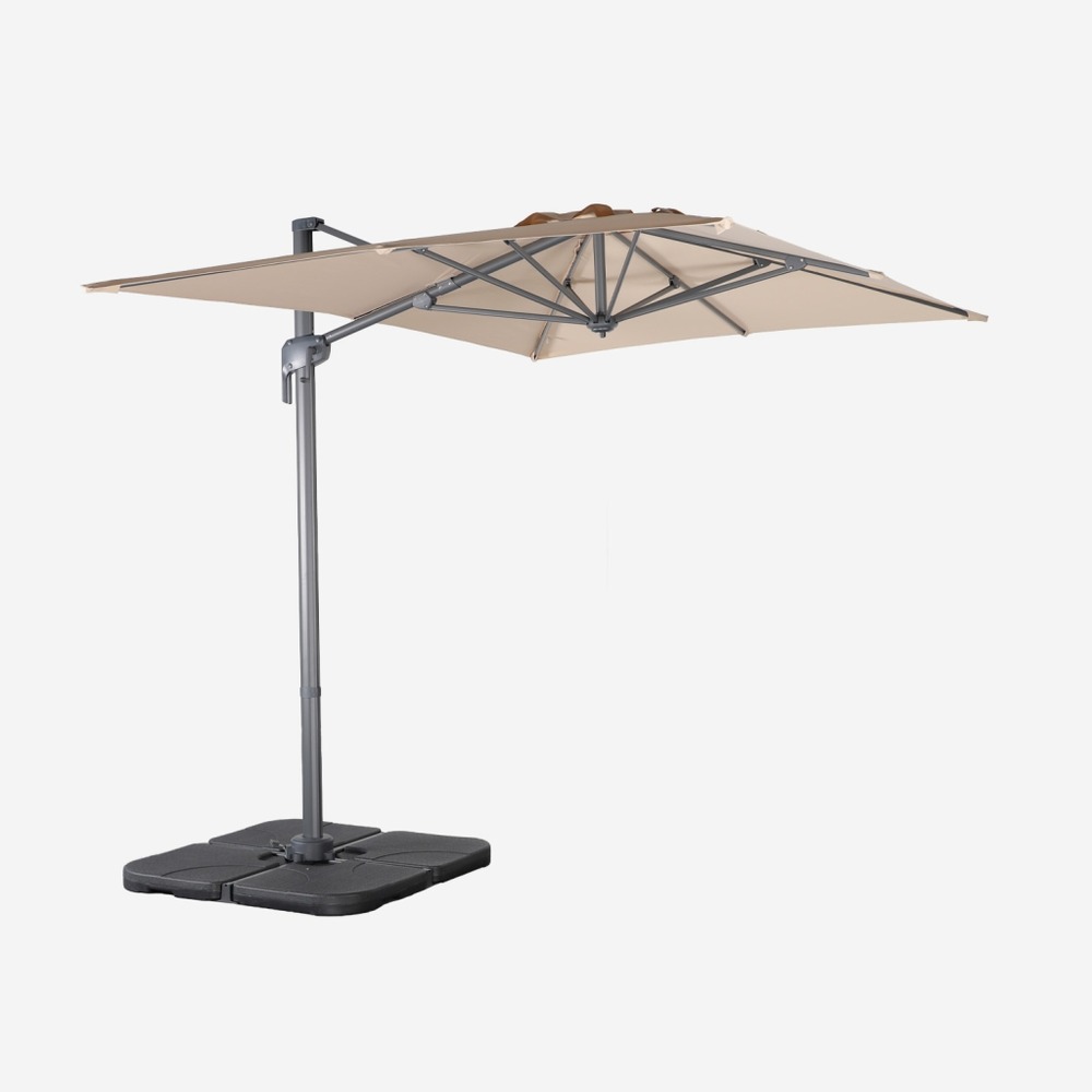 Parasol déporté rectangulaire 2x3m - antibes - parasol excentré inclinable, rabattable et rotatif à 360° avec dalles à lester