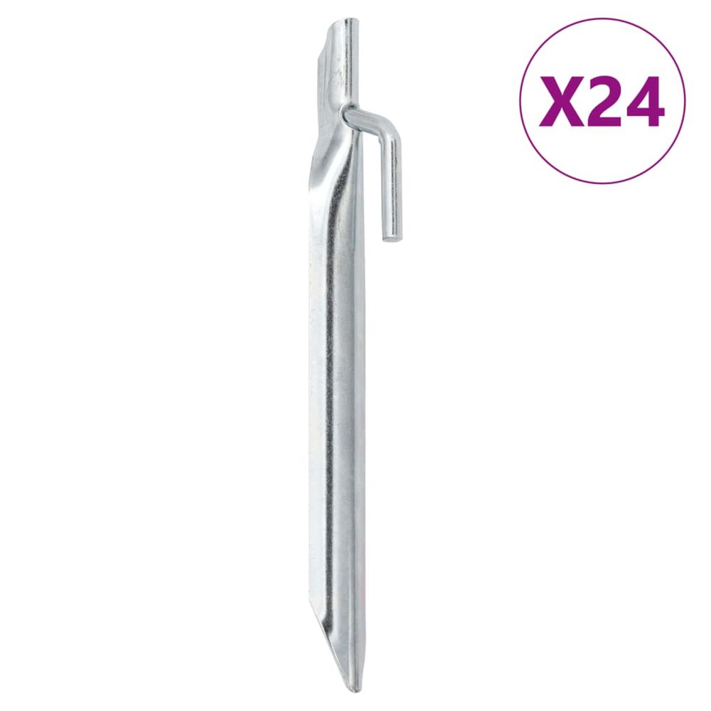 Piquets de tente 24pcs en forme de v 17cm ø20mm acier galvanisé