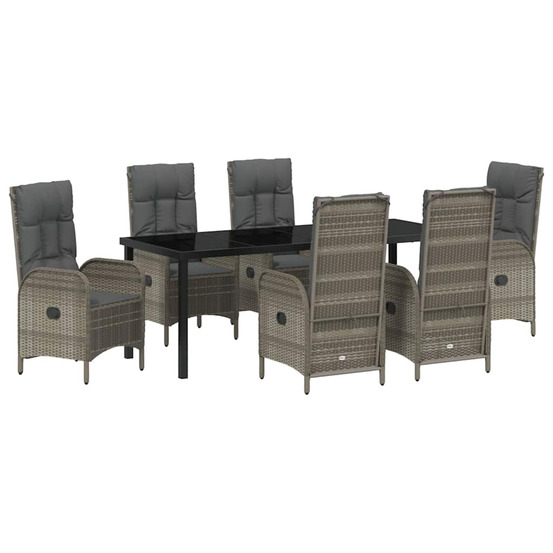 Ensemble de salle à manger pour jardin 7 pcs gris polyrotin