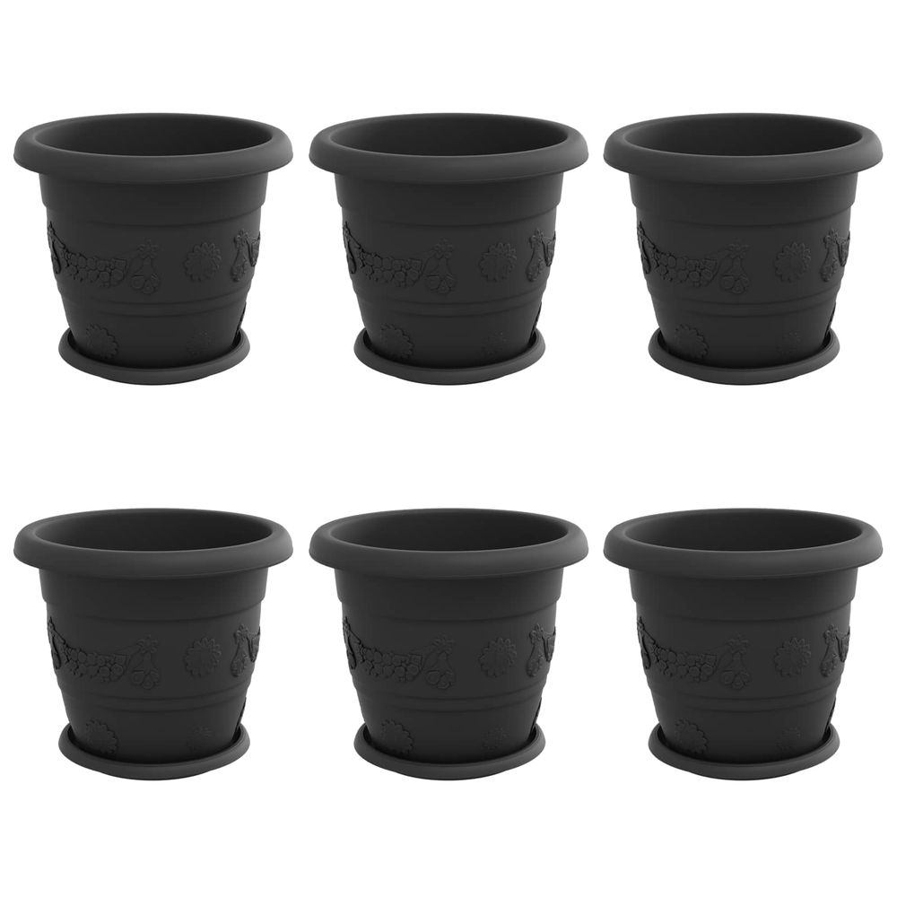 Pots de plantes 6 pc noir ø 30 x 25 cm plastique