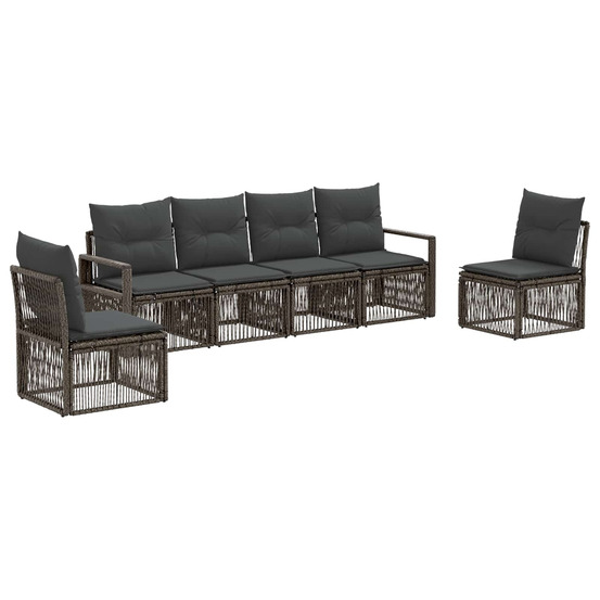Ensemble de canapé de jardin 6 pcs gris polyrotin