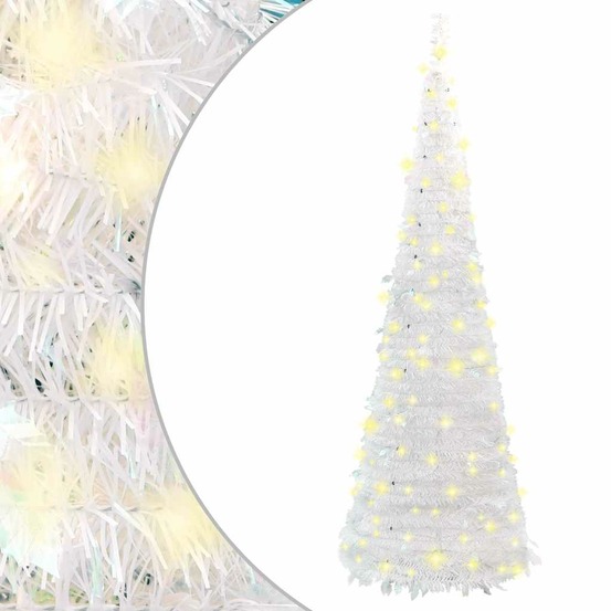 Sapin de noël artificiel escamotable 100 led blanc 150 cm