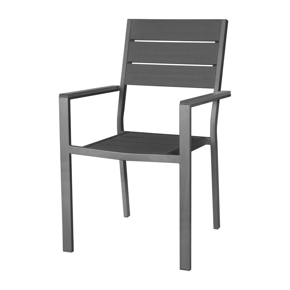 Fauteuils à lattes valletta gris - lot de 4 - bolero