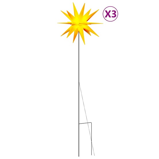 Lumières de noël avec piquets 3 pcs led pliable jaune 57 cm