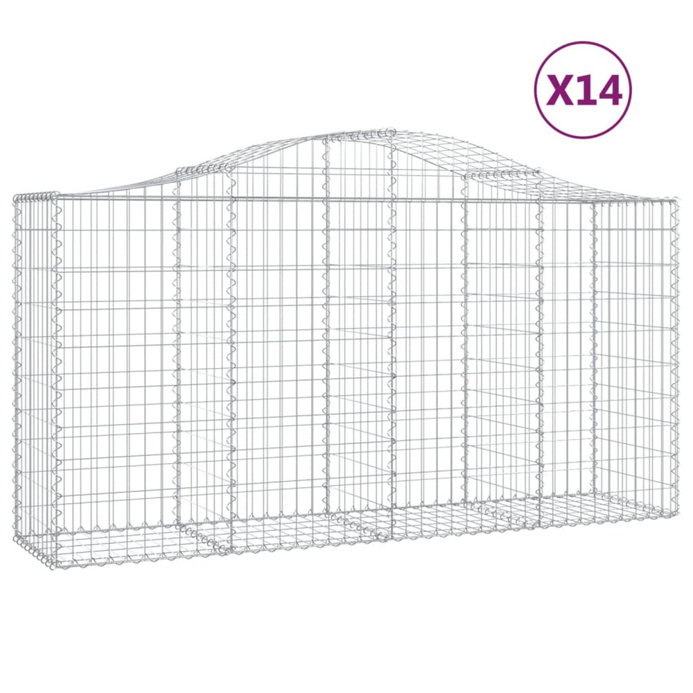 Paniers à gabions arqués 14 pcs 200x50x100/120 cm fer galvanisé