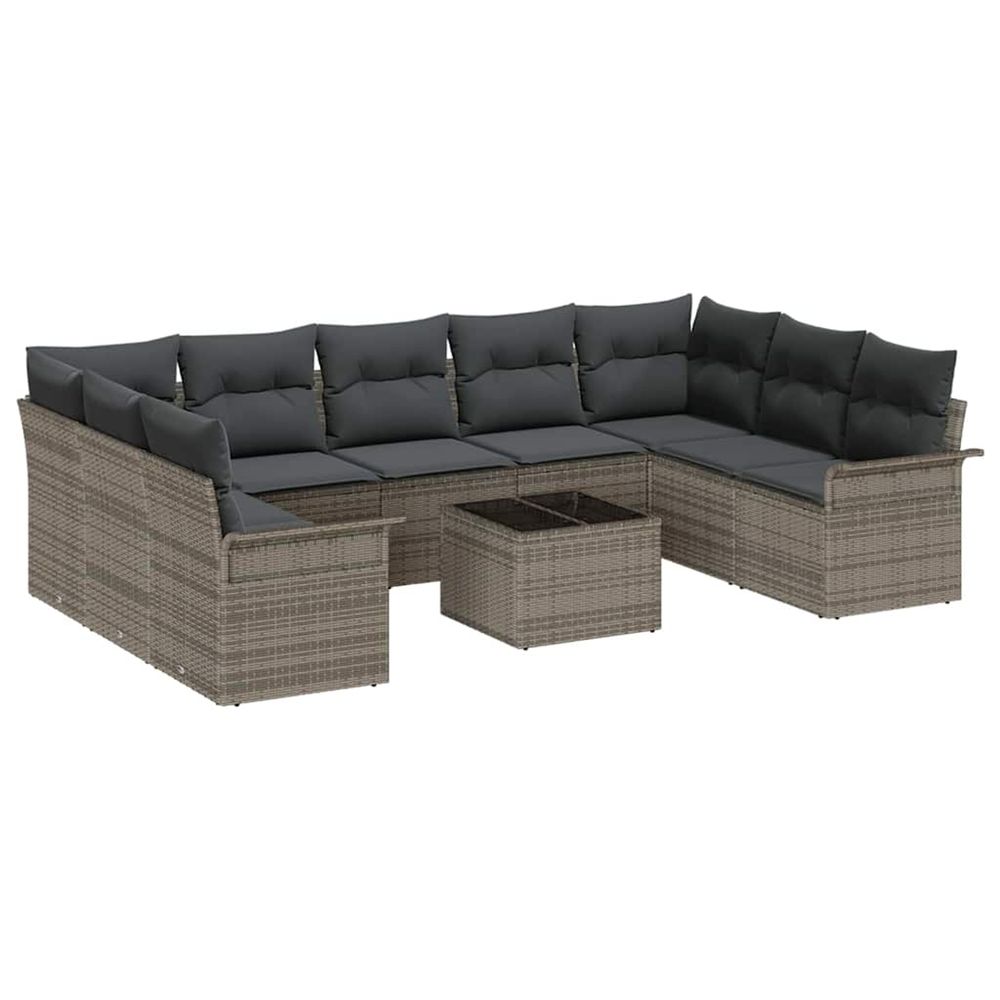 Ensemble de canapé de jardin 10 pc noir polyrotin